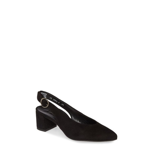 🆕 PAUL GREEN Brittany Slingback Pointed Toe Block Heel Shoes Black 6